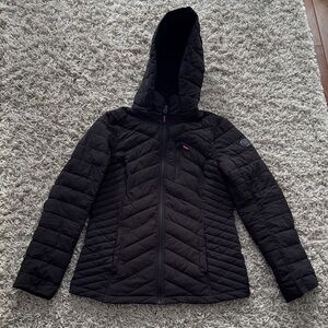 Nautica Black Quilted Hooded Jacket
